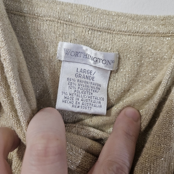 Worthington Metallic Gold V Neck Tank Top! - Picture 2 of 4